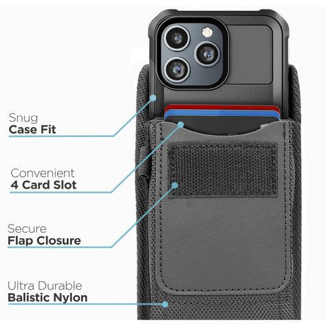 Encased Falcon MagSafe Case iPhone 15 Pro Max with Belt Clip Pouch - Black