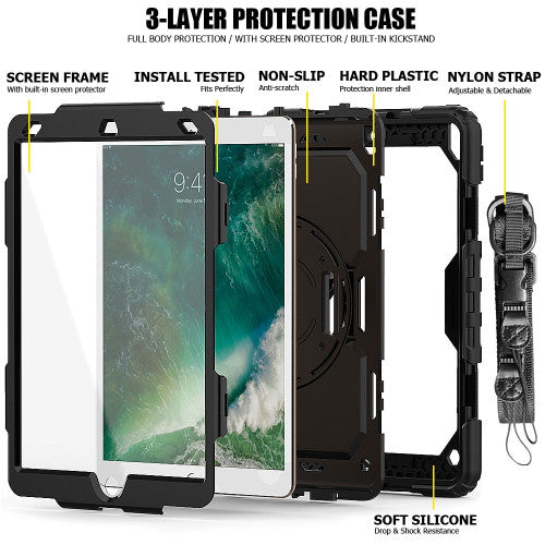 Krakatoo Armor Case iPad Air 3/Pro 10.5" with Handstrap - Black