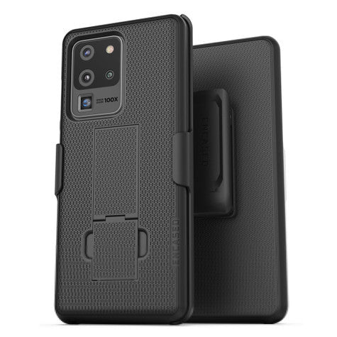 Encased Combo Case Samsung Galaxy S20 Ultra with Belt Clip Holster - Black