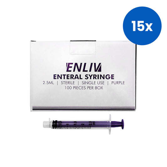 Enliv Enfit Enteral Syringe Single Use 2.5ml 5.69mm 100 Pieces/Box - Purple x15