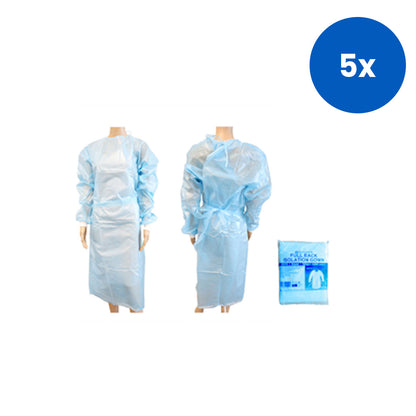 Liv Isolation Gown with Tie Full-Back Level 3 Closures and Knitted Wrist Cuffs 100/Carton – Blue x5