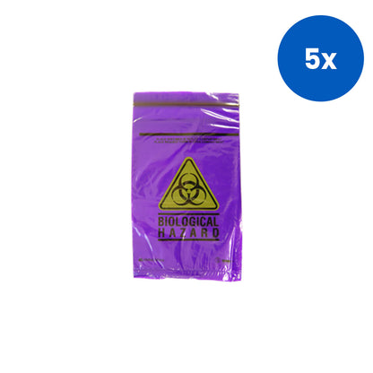 Livingstone Triple-Ply Biohazard Specimen Transport Bags with Zip & Pouch Compartments 2000 Pieces/Carton – Purple x5