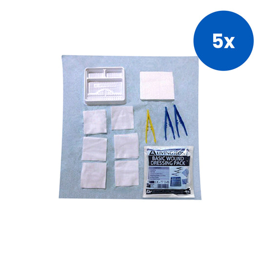 Livingstone Basic Wound Dressing Pack Series 10 with Easy-Tear Packaging and Latex-Free Components - White x 5