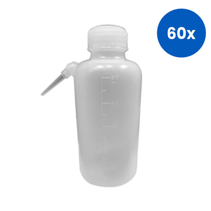 Livingstone Wash Bottle 500ML Graduated LDPE Single Piece Tube Fine Tip Distilled Water Dispenser - White x60