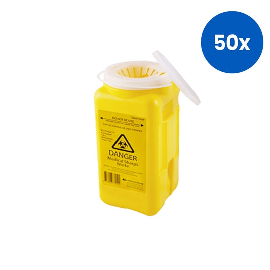 Livingstone Fittank Resealable Snap-Top Sharps Waste Collector with Petal Insert – Yellow