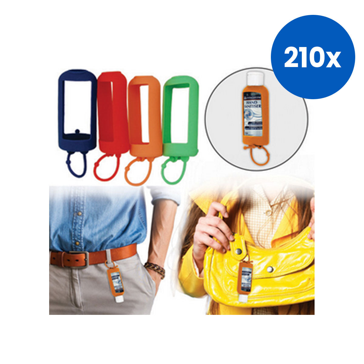 Livingstone Jelly Wrap Silicone Hanging Strap For Sanitising Gel 70ML Clip On Holder- Orange x210