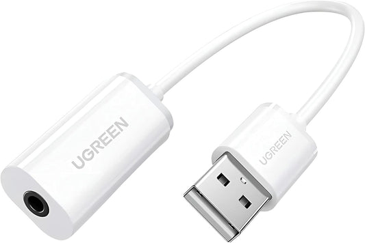 UGREEN 15cm USB-A to 3.5mm TRRS Female Aux Cable White