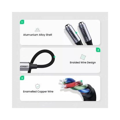 UGREEN USB-C to 3.5mm SplitterUSBC Male-2x3.5MM Female Jack
