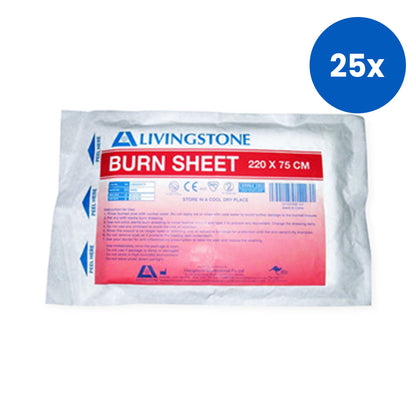 Livingstone Burn Sheet 220x75CM 70pct Viscose 30pct Polyester Sterile Wound Dressing - White x25