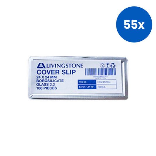 Livingstone Microscope Cover Slip 24 x 24mm No. 1 Borosilicate 3.3 Glass 100 Pieces/Pack - White x55