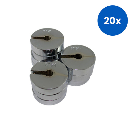 Livingstone Slotted Mass Weight Stainless Steel 50 Grams 6mm Core Diameter 10/Pack - Grey x20