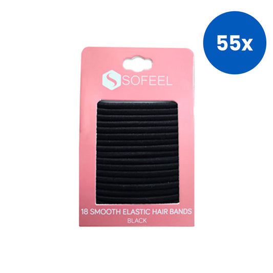 Sofeel Smooth Hair Tie Elastic Bands 18 Pieces/Card - Black x55