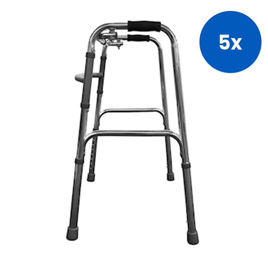 Foshan Feiyang Adjustable Aluminium Foldable Walking Frame 58cm x 18 cm x 81cm - Silver x5