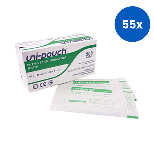 Uni-Pouch Sterilisation Pouch with Colour Change Indicator 90 x 135mm 200/Box - White x55