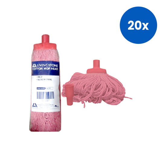 Livingstone Cotton Mop Head 650g 22mm Screw Type - Red x20