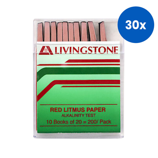 Livingstone Litmus Paper Red Alkalinity Test 200 Strips/Vial - Red x30