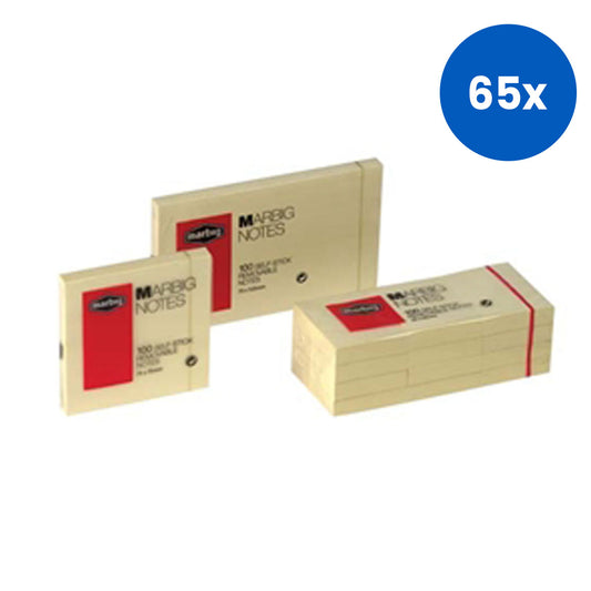 Acco Marbig Repositionable Notes/Sticky Notes 40 x 50mm 100 Sheets/Pad 12 Pads/Pack - Yellow x65