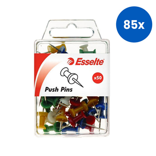 Esselte Push Pins Assorted Colours 50/pack x85