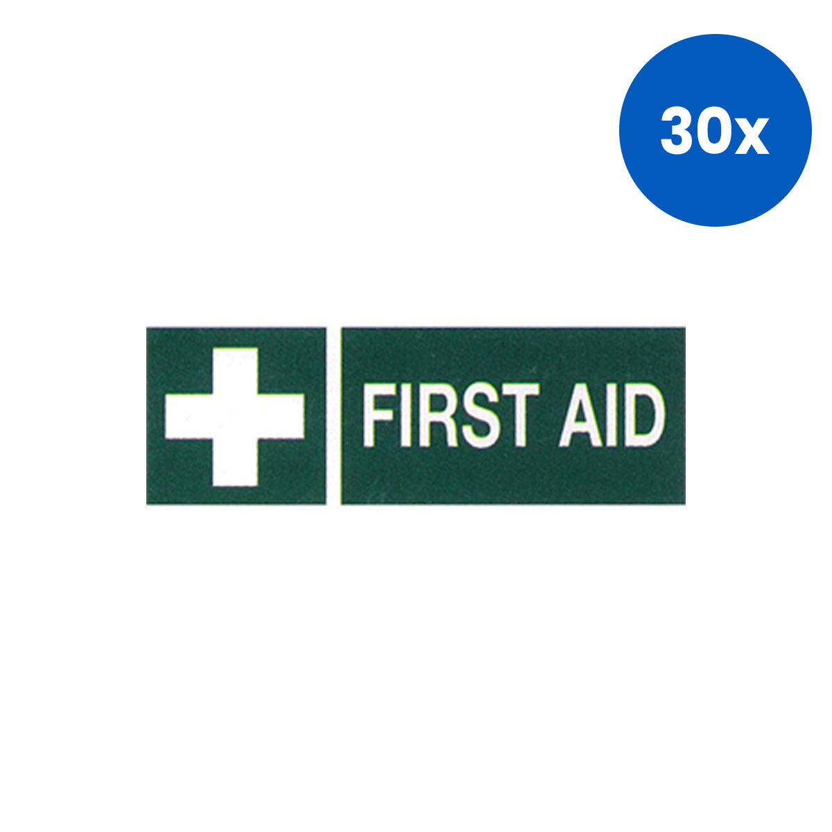 Livingstone Printed Sign First Aid 100 x 300 mm Self Adhesive Sticker - Green x30