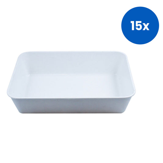 Aptaca Trays and Tanks 7L Approx 350(L) x 250(W) x 80(H)mm High Impact Polystyrene - White x15