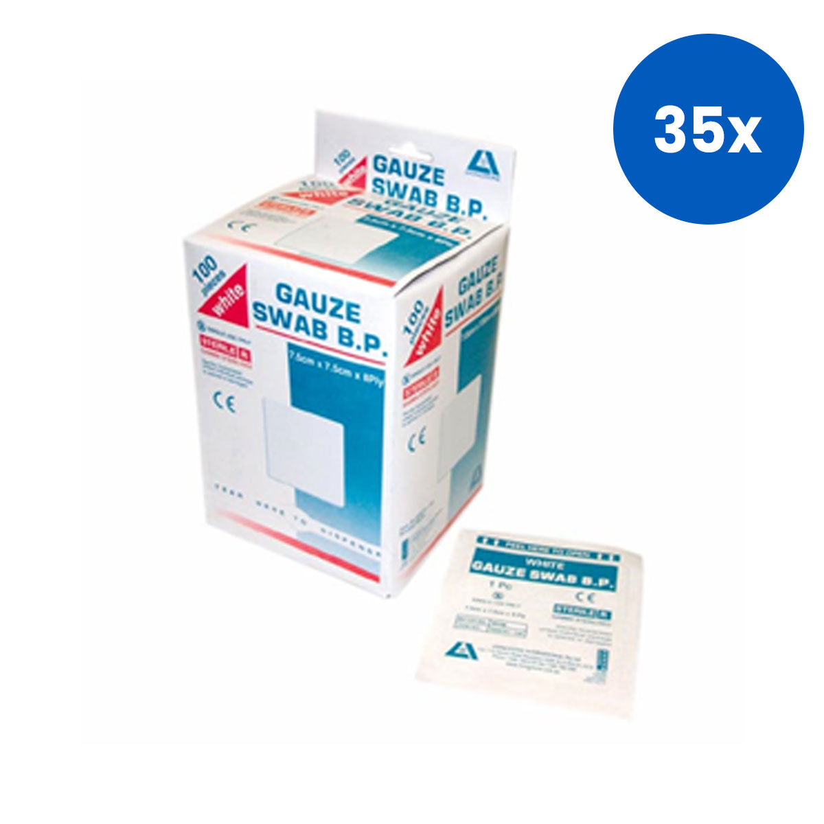Livingstone Gauze Swabs 7.5x7. cm x 8 ply 100 Percent Cotton 1 Piece/Pack 100 Packs/Dispenser Box - White 35
