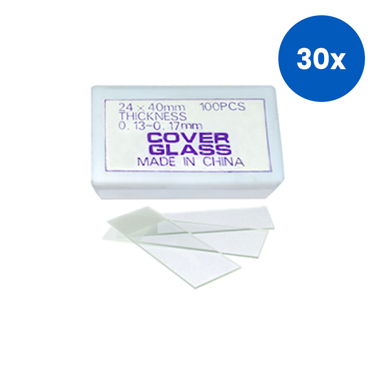 LIV Microscope Cover Slip No 1 24x40mm Borosilicate Glass 100/Pack - Clear x30