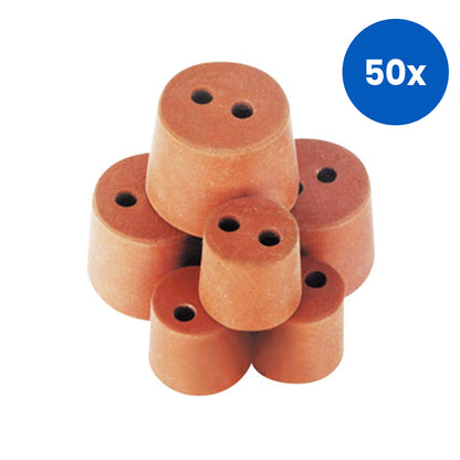 Livingstone Rubber Stopper Two Holes 19mm(B) x 24mm(T) x 21mm(H) - Brown x50