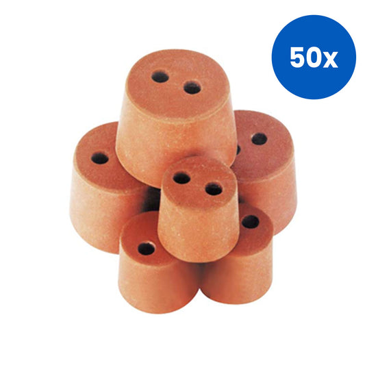 Livingstone Rubber Stopper Two Holes 19mm(B) x 24mm(T) x 21mm(H) - Brown x50