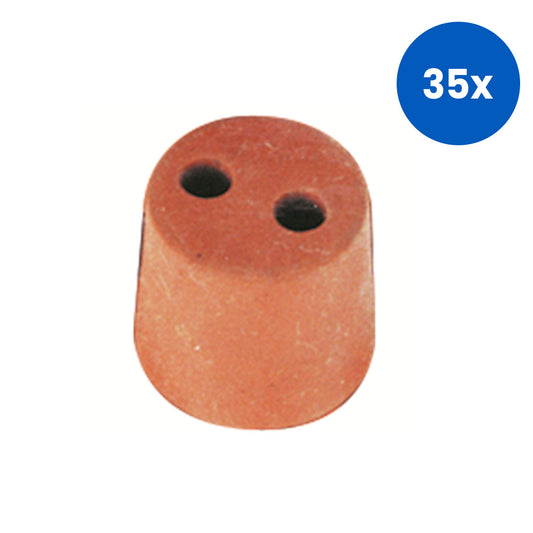 Livingstone Rubber Stopper Two Holes 29mm Base x 34mm Top x 34mm Height 10/Pack - Brown x35