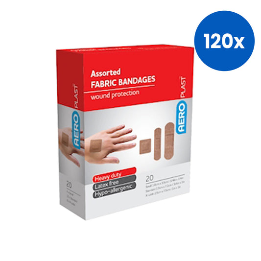 AeroPlast Fabric Dressing Latex Free Hypoallergenic Premium Weight Assorted 20 Pieces/Box - Brown x120
