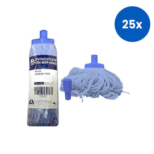 Livingstone Cotton Mop Head 500g 22mm Screw Type - Blue x25