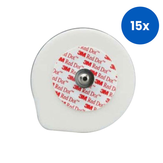 3M Red Dot Radiolucent Monitoring Electrode with Foam Tape and Sticky Gel 4 x 3.5cm 50/Bag - White x15