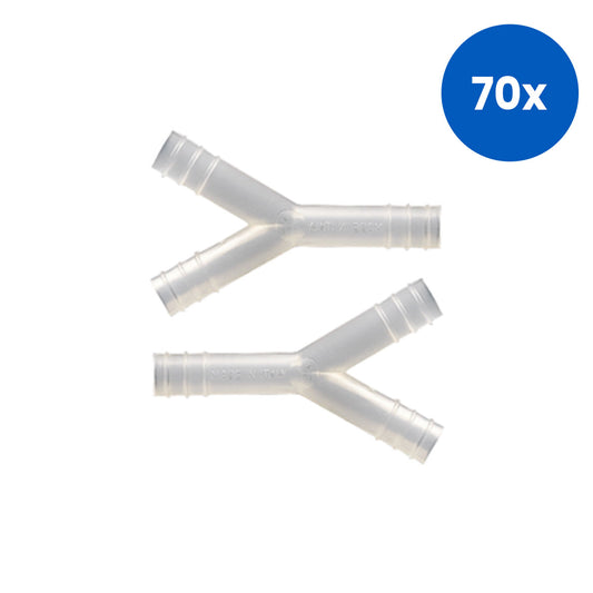 Livingstone Y Connector for 7mm Tubes Autoclavable Polypropylene with Serrated Fittings - White x70