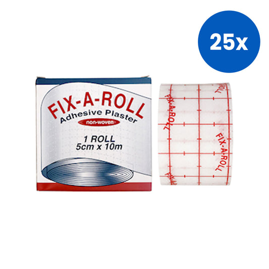 Fix-A-Roll Adhesive Dressing Fixation Retention Tape Plaster Nonwoven 5cm x 10 Metres - White x25