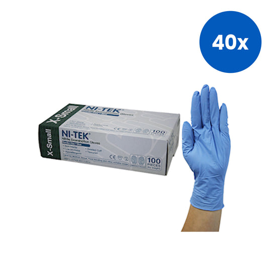 Ni-Tek Nitrile Premium Gloves AS NZ Standard Extra Small Size Powder Free 100/Box - Blue x40