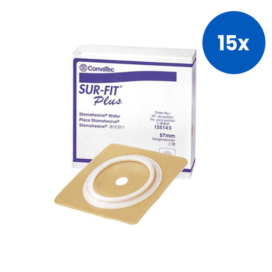 ConvaTec Sur-fit Plus Two-Piece Stomahesive Wafer 57mm Full Stomahesive Skin Barrier 5/Box - White x15