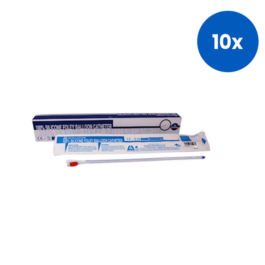 Livingstone All Silicone Foley Balloon Catheter 2-Way 8 FG 30mL 40cm 10 Pieces/Box - Red x10