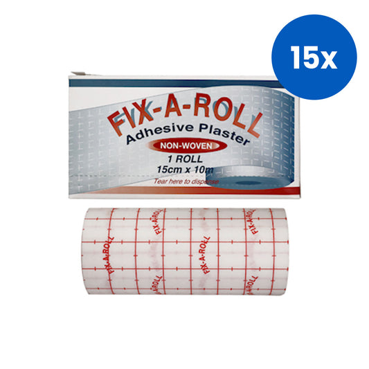 Fix-A-Roll Adhesive Dressing Fixation Retention Tape Plaster Nonwoven 15cm x 10 Metres - White x15