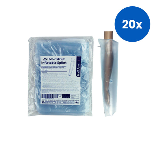 Livingstone Inflatable Splint Half Arm Emergency PVC Immobilizer Lightweight Trauma Support Device - Clear x20