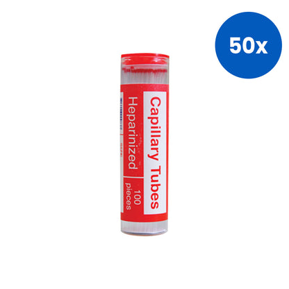Livingstone Haematocrit Capillary Tubes 80ul Heparinised Borosilicate Glass 100/Vial - Clear x50