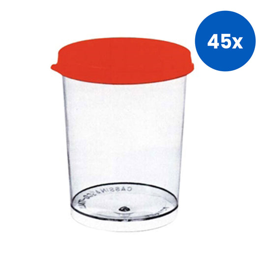 Aptaca Urine Container with Recyclable Plastic Cap 150mL Individually Wrapped Polystyrene 10 Pieces/Pack - Clear x45