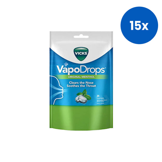 Vicks VapoDrops Original Menthol Lozenges 24 Pieces/Pack 4 Packs/Box 96/Box x15