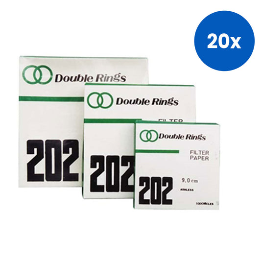 Double Ring Filter Paper Quantitative Ashless Medium Speed No. 202 70mm Pore Size Biodegradable 100/Box - White x20