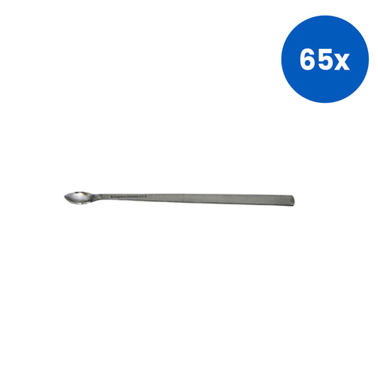 Livingstone Spatula 140 x 10mm Pointed Bent and Rounded Bent Stainless Steel - Silver x65