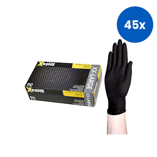 Livingstone Xtreme Thick Heavy Duty Nitrile Gloves Double Extra Large Powder Free 90/Box - Black x45