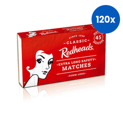Redheads Extra Long Safety Matches 90mm 45 Pieces/Box - Red x120
