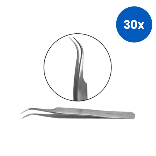 Livingstone Ultra Fine Tips Tweezer No 7 123MM Curved Pointy Stainless Steel Precision Tool - Silver x30