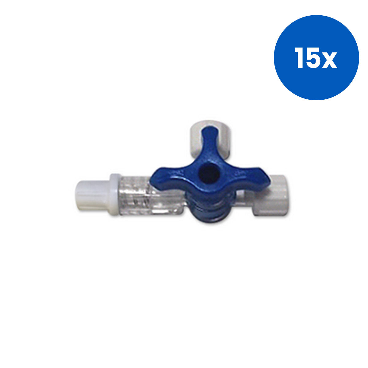Livingstone 3 Way Stopcock 2 Female and 1 Male Luer Lock Connectors 50/Box - Blue/White