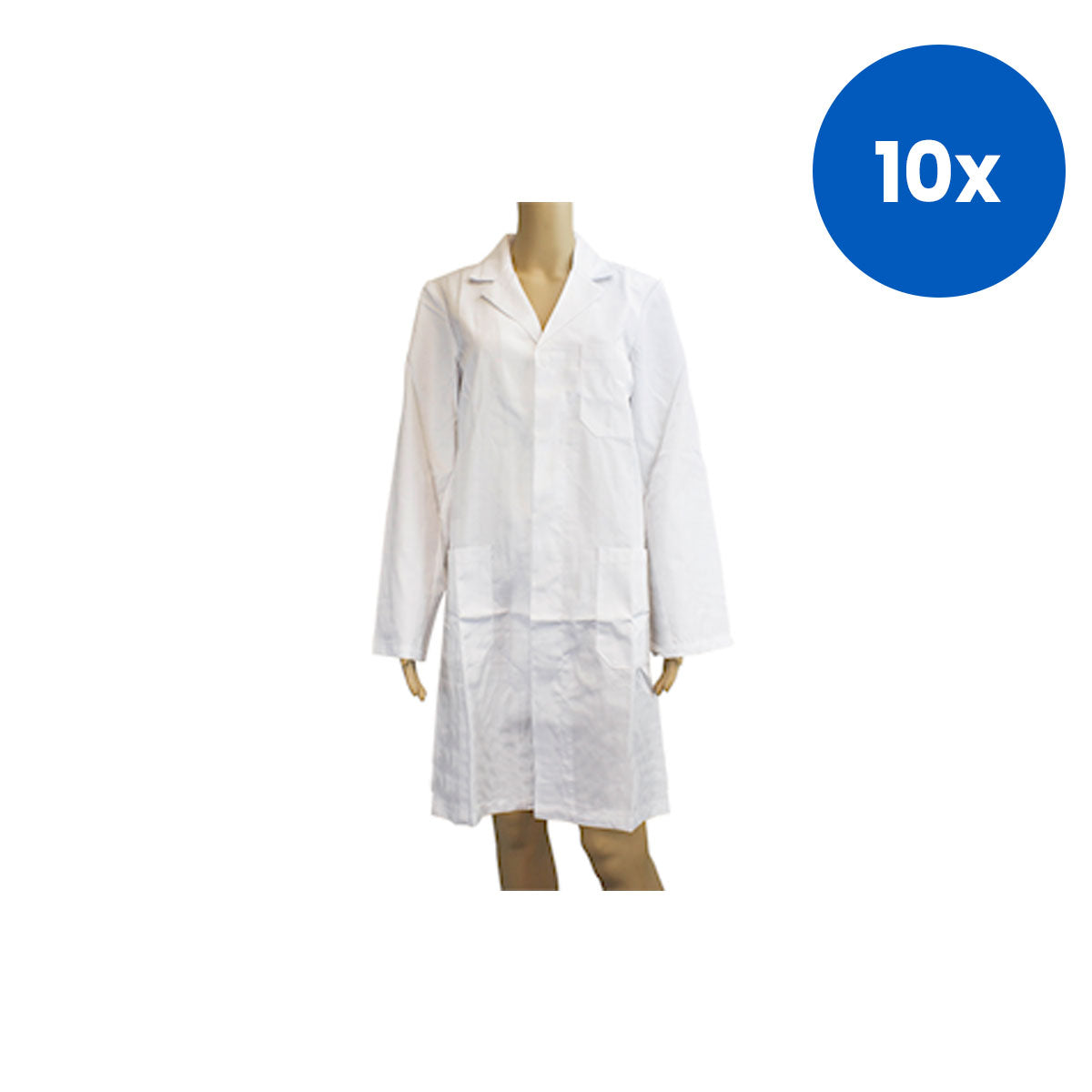 Liv Cotton Laboratory Dust Coat with Press Stud Fastenings Extra Small Size 100pct Cotton - White x10
