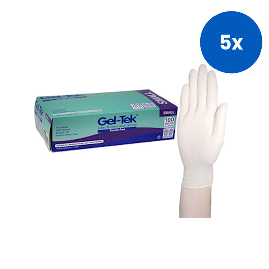 Geltek Latex Examination Gloves Small Size Powder Free Biodegradable Polymer Coated 100/Box 1000/Carton - White x5